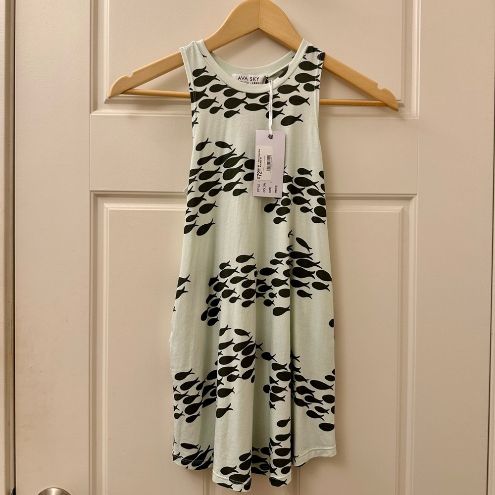 Fighting Eel Mini Dress Deja. Mint Fish. Size 6T